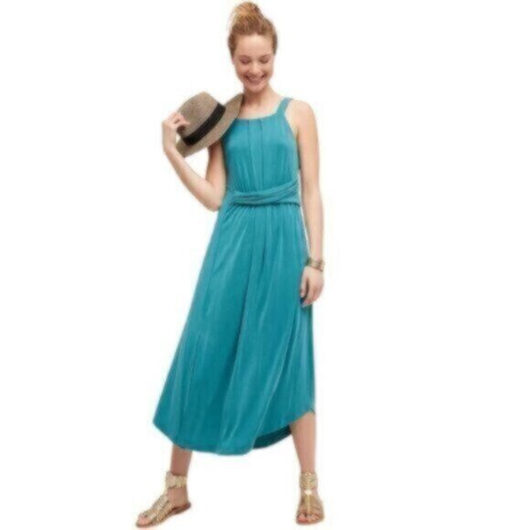 Anthropologie Maeve Teal Azores Halter Sleeveless Midi Dress - Picture 1 of 10